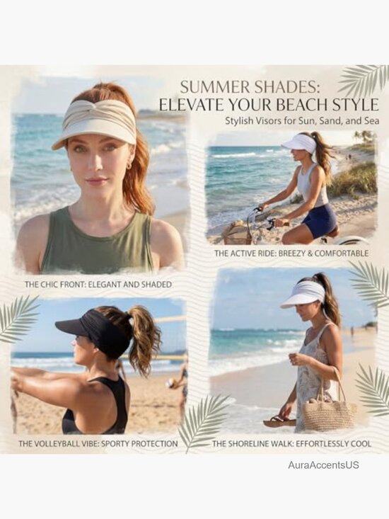 3 Pack Sun Visor Hats Women Large Brim UPF50+ Ponytail Golf Cap Sport Outdoor main image 5